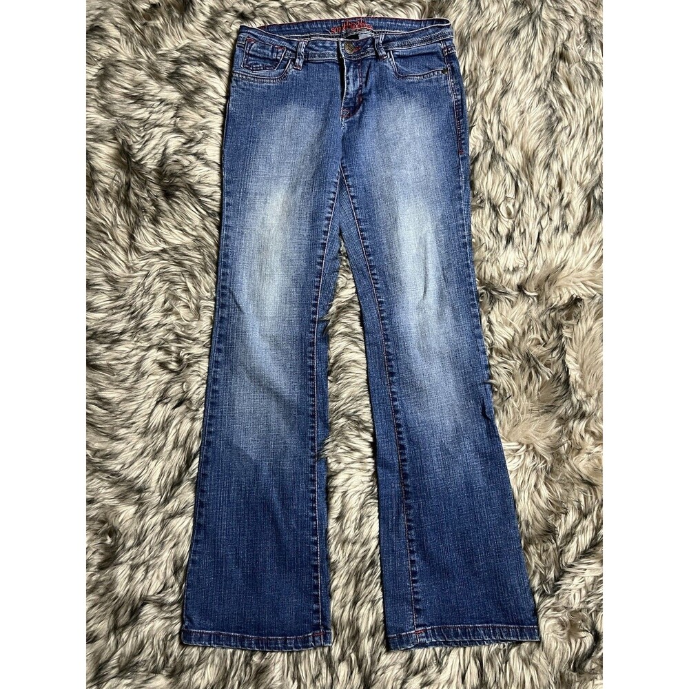 Southpole Y2K Jeans Est Ninety one Womens Embroidered Pockets Sz 7